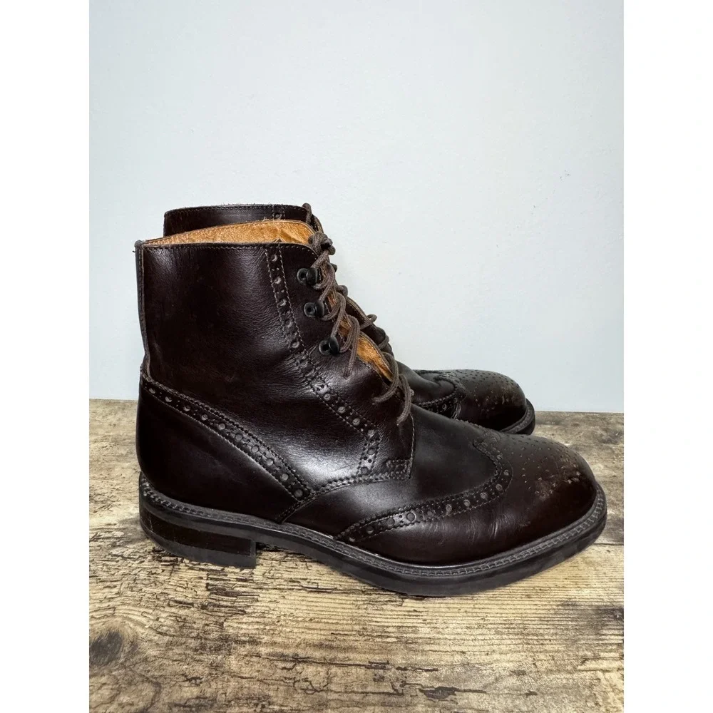 Banana Republic Men's Oxford, Wingtip, Brown Leather Boots-11.5